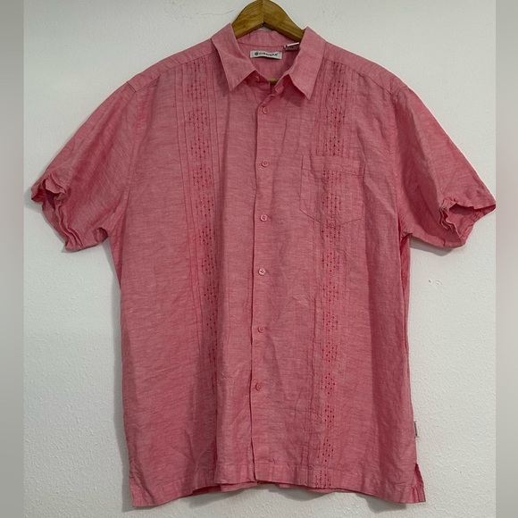 Cubavera Men's Pink Short Sleeve Button Down Shirt - Picture 6 of 15